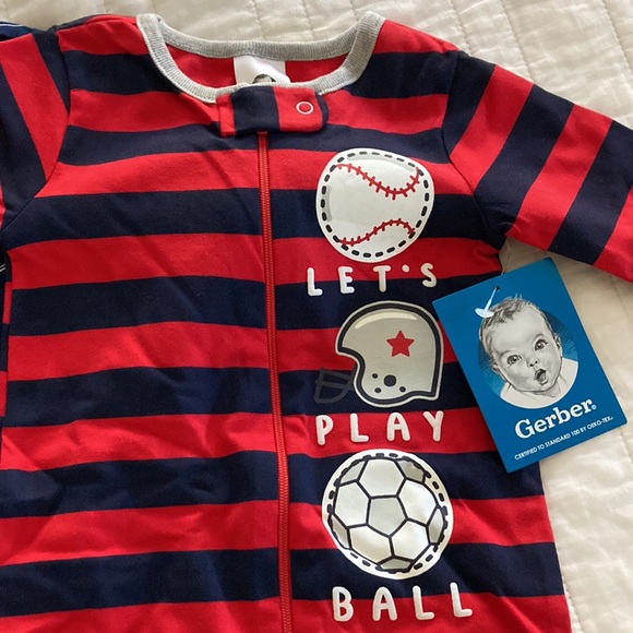 LOT - 4 PACK GERBER 100% COTTON BABY BOY SPORTS ONESIES NEW WITH TAGS 6-9 MONTHS - Picture 6 of 10